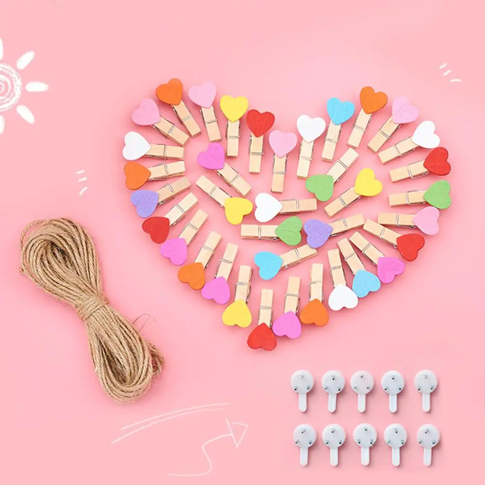 20Pcs/Pack Small Kawaii Heart Love Wood Clips Clothes Photo Paper Peg Pin Clothespin Craft Postcard Home Wedding Decor | Дом и сад