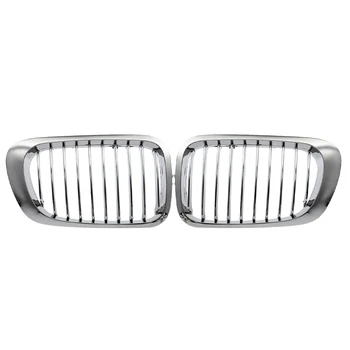 

2 Pieces Silver Front Hood Grill Chrome Grille Mesh for BMW E46 M3 3 Series