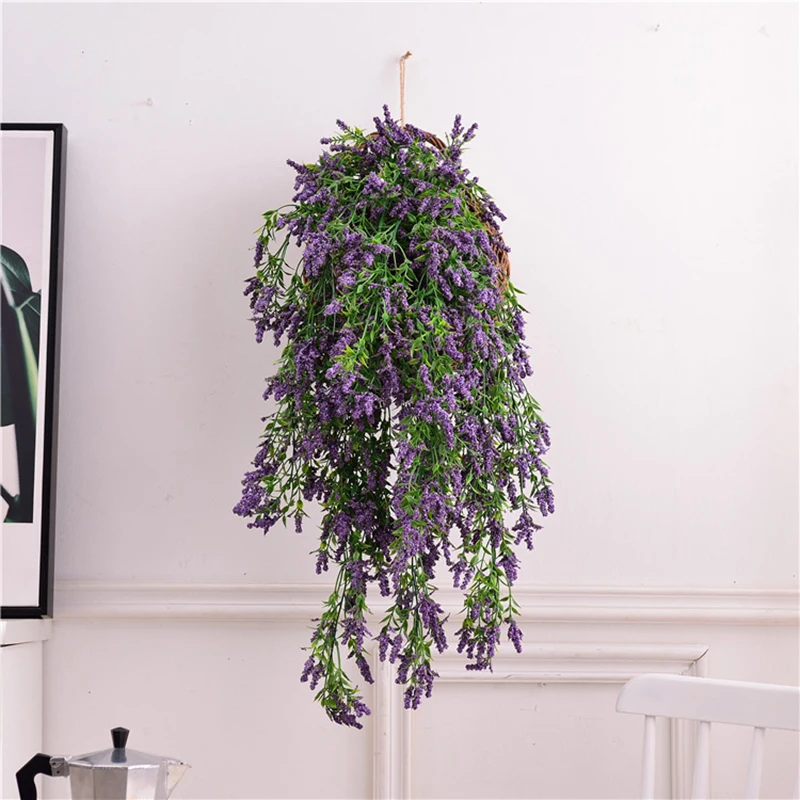 75cm Balcony Wall Hanging Artificial Plant Leaves Lavender Pink Flowers Home Wedding Decor High Quality - Цвет: 6