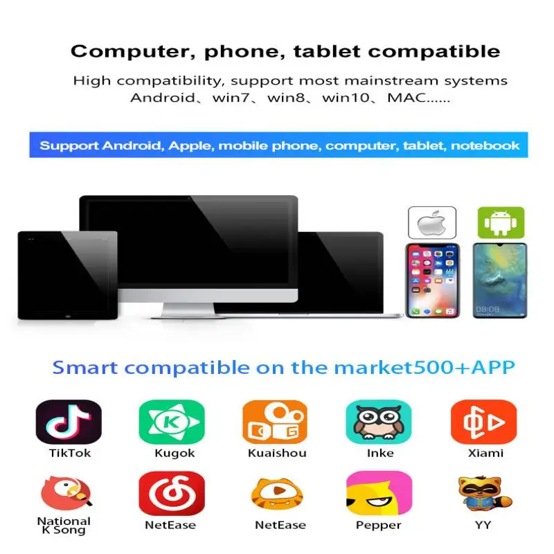 K1 Webcast Professional Sound Card DJ Equipment Bluetooth Wireless LED Reverse Voice Electronic Connection Mobile Phone Computer