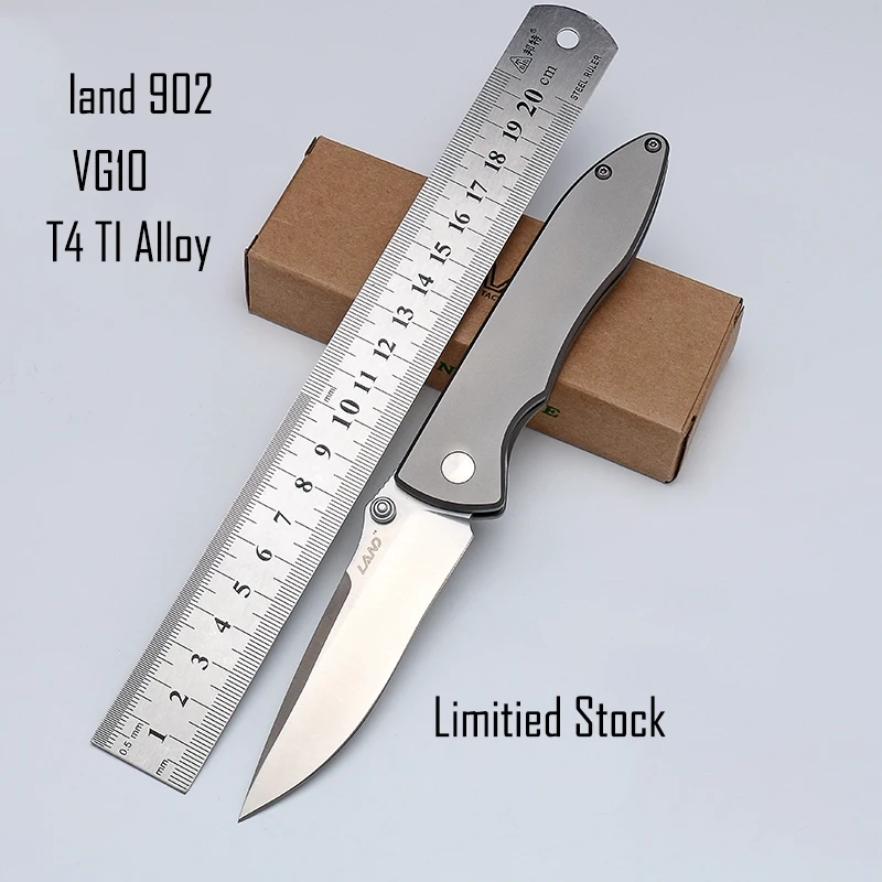 Land 902 открытый Армейский Складной Нож VG10 из нержавеющей стали TC4 TI ручка сплава с