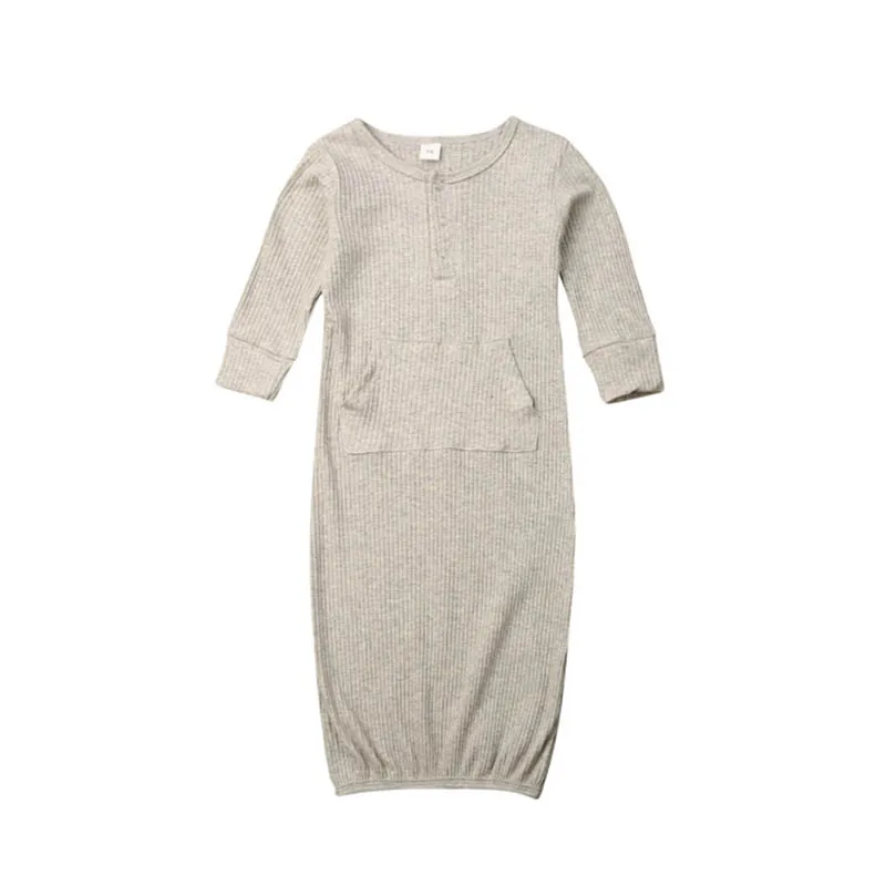 Новинка; однотонная пижама с длинными рукавами для маленьких мальчиков и девочек; одежда для сна; Одежда для новорожденных; халаты для младенцев