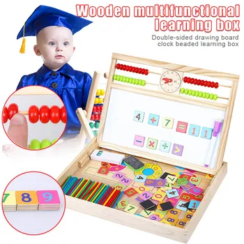 

Wooden Multifunctional Double-sided Drawing Board Learning Box Toys Kid Early Education Toy Kit S7JN