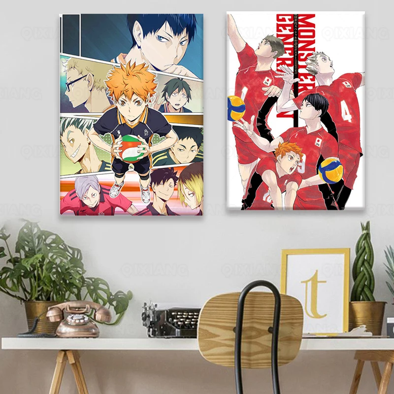 Compre Japão anime haikyuu voleibol menino dos desenhos animados cartaz da  arte da parede impressão em tela quadros para sala de estar quadros  decoração