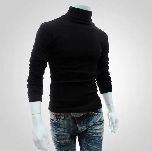 Jersey ajustado de cuello alto para hombre, Jersey, Top, suéter, camisa, ropa, novedad
