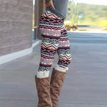 

For Women Multicolor Sport Women Fitness Skinny Geometric Print Stretchy Jegging Pants Slim O8