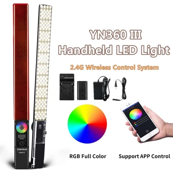 

YONGNUO YN360III Handheld LED Video Light 2.4G wireless Touch Adjusting Bi-colo 3200k to 5500k RGB Color Temperature Remote