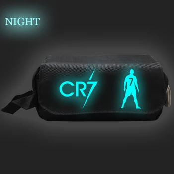 

New Cristiano Ronaldo CR7 Luminous Pencil Case Cute Stationery Bag Cute Kids Gifts Stationery Box Beautiful Students Purse