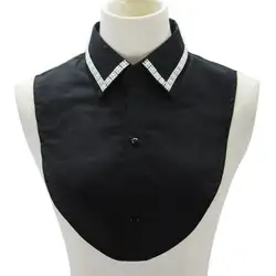 Женская винтажная хлопковая Съемная рубашка с отворотом, имитация жемчуга, искусственный воротник A69C