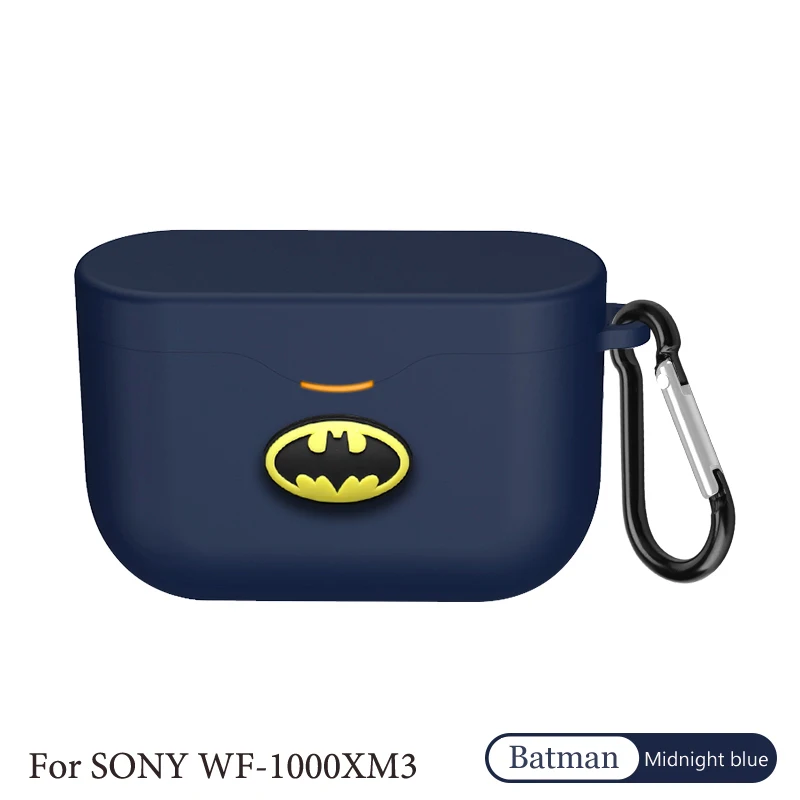 Midnight blue Силиконовый чехол для SONY WF-1000XM3, чехол для наушников, милый чехол с изображением Мстителей, WF 1000XM3, зарядная коробка, противоударный защитный чехол - Цвет: Midnight blue