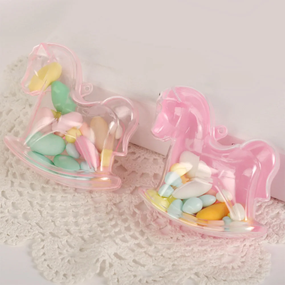 

12pcs/lot Creative Horse Design Plastic Candy Boxes Wedding Favor Boxes Supplies Baby Shower Favors Birthday Party Decoration