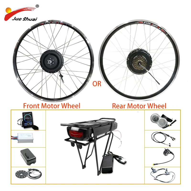 Perfect 48V 500W Electric Bicycle Gear Hub Motor Front Rear Wheel eBike Conversion Kit 48V 21.5AH e Bike Kit bicicleta eletrica 1