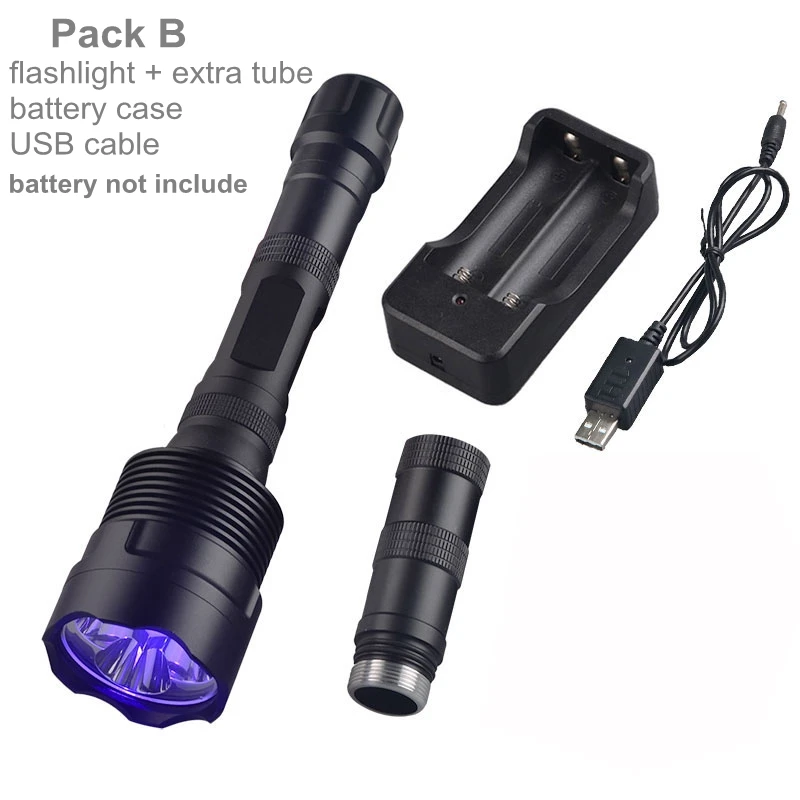 Pack B TMWT 3LED 10 W сильный УФ черный свет Torch Light 18650 ультрафиолетовый фонарик Фонари с USB Зарядное устройство - Испускаемый цвет: Pack B