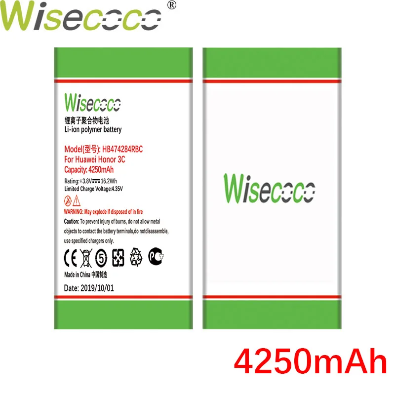 Wisecoco 4250 мАч HB474284RBC Батарея для huawei Honor 3C Lite C8816 C8816D G521 G615 G601 G620 Y635 Y523 Y625 телефон товар