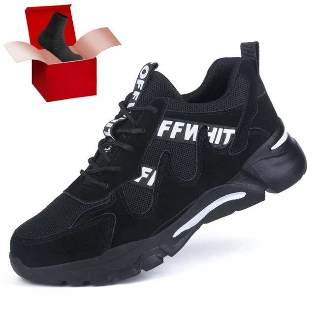 Fashion Men's Work Sneakers Mesh Breathable Safety Shoes Men Steel Toe Work Shoes Industrial Anti-smashing Safety Work Boots Man 06 Safety Work Shoes