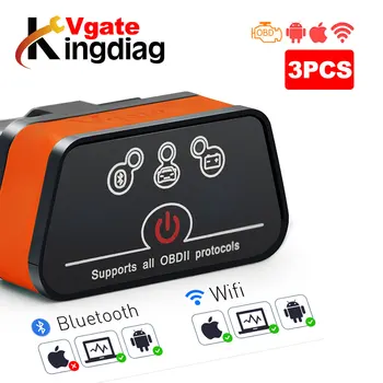 

3pcs/lot Vgate iCar2 Bluetooth/Wifi ELM327 V2.1 Code Reader OBD2 Scanner elm 327 icar 2 Diagnostic Tool Android/PC Torque
