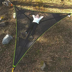 Hamac multi personnes 3 points, lit balançoire Portable multifonctionnel, tapis aérien triangulaire, pratique pour dormir en Camping en plein air 