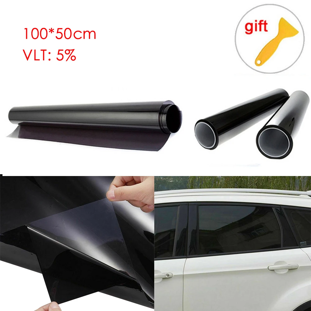 Car Window Glass Film 50x100cm Block The Sun UV VLT 5% Tinting Black Roll Exterior Accessories Shade | Автомобили и мотоциклы