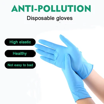 

100pcs Disposable Nitrile Gloves Oil-proof Blue Nitrile cleaning Tattoo Barber Labor Insurance Industrial Gloves Rubber Gloves