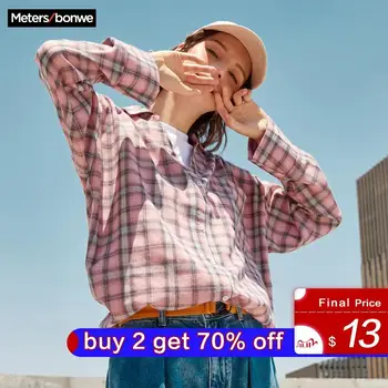 

Metersbonwe Shirt Women 2020 New Spring Summer Trend Fashion casual personality Student Clothing Loose Long sleeve plaid shirt