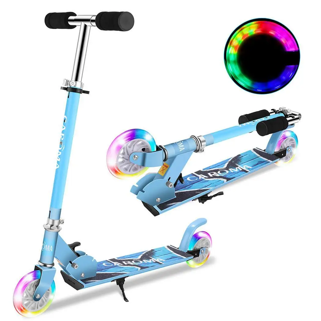2018 New Three Flashing Wheel Childrens Adjustable Height Folding Scooter 