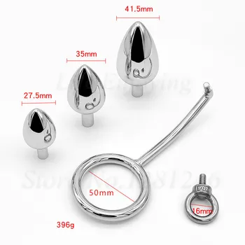 New Detachable Penis Chastity Lock Cock Ring Metal Butt Plug Anal Hook Male Prostate Massager Anus Dilator Sex Toys For Men Gay 6