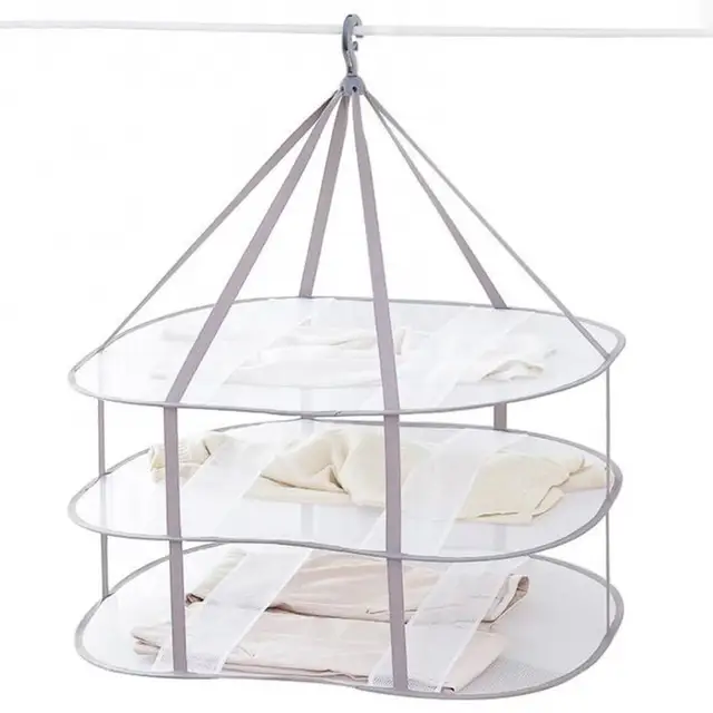 3Layer Szélálló Szárító Ruházati Kosár Zokni Összecsukható Lógó Ruhák Ló Fogas Fehérnemű Pulóver Infaláns Ruházat Szárítás - Image 4