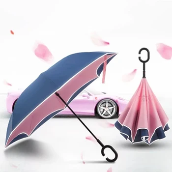 

Large Double Reverse Umbrella Rain Women Long Handle Automatic Umbrella Men Windproof Reverse Semsiye Rain Umbrellas Lady AA50YS
