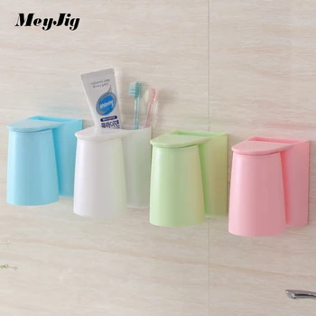 

Magnetic Mouthwash Cup Set Toothbrush Holder Toothpaste Shelf Wall Mounted Drained Mouth Cup Bathroom Accessories set