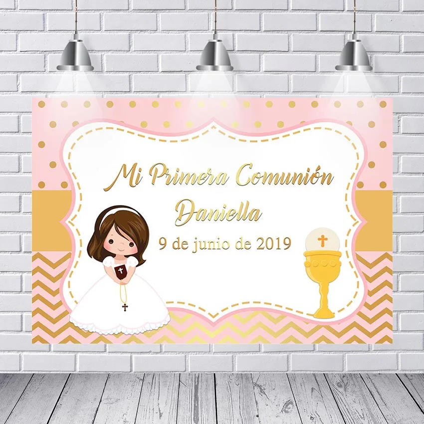 

Christian First Communion Backdrop Chalice Pigeon Wheat Jesus Customized Photography Background Vinyl for Photo Studio