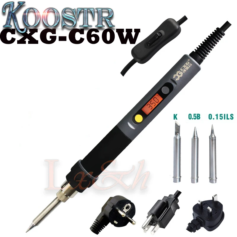 Новый цифровой электрический паяльник 60 Вт CXG C60W с ЖК подсветкой Регулируемая