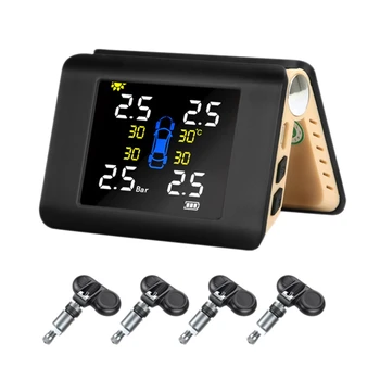 

Universal TPMS Car Wireless Tire Pressure Monitoring System with 4PCS Internal Sensors Alarm, for Car Windshield Beige