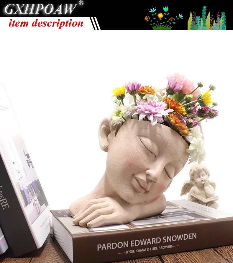Pot De Fleurs En Résine Avec Visage Souriant - Décoration Intérieure/jardin, Design Fait Main - Dimensions 18x11x11 Cm, Cadeau Original