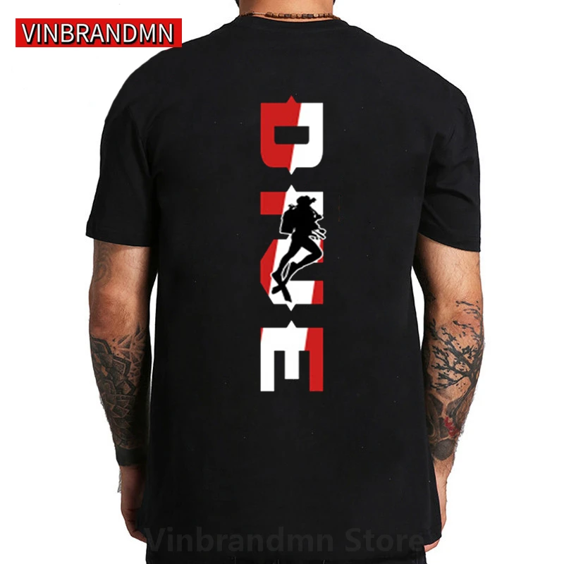 Nuovo Design Vintage Distressed Scuba Diver T Shirt Uomo Retro Scuba Diving T-Shirt Scuba Dive Flag Back Tee Shirt Stampata Camiseta