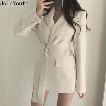 

Joinyouth Korean Elegant Suit Jacket Bandage Slim Waist Women Blazers 2020 Spring Notched Collar Long Sleeve Blazer Coat 59437
