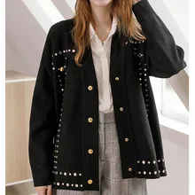 Французский женский свободный кардиган, пальто с двойным карманом, однобортный пиджак, Милый Повседневный длинный вязаный кардиган для девочек, черный топ