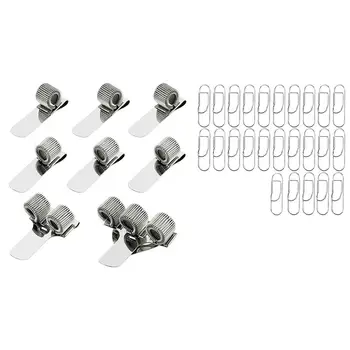 

8 Pack 4 Size Stainless Pen Holder Clip (Silver) & 25 Pieces Stainless Steel Pen Holder Clip Pen Clip Paper Clip
