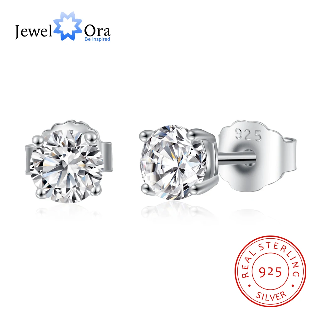 

JewelOra 925 Sterling Silver 0.5ct Moissanite Earrings for Women Classic Style 5mm D Color Moissanite Stud Earrings Fine Jewelry