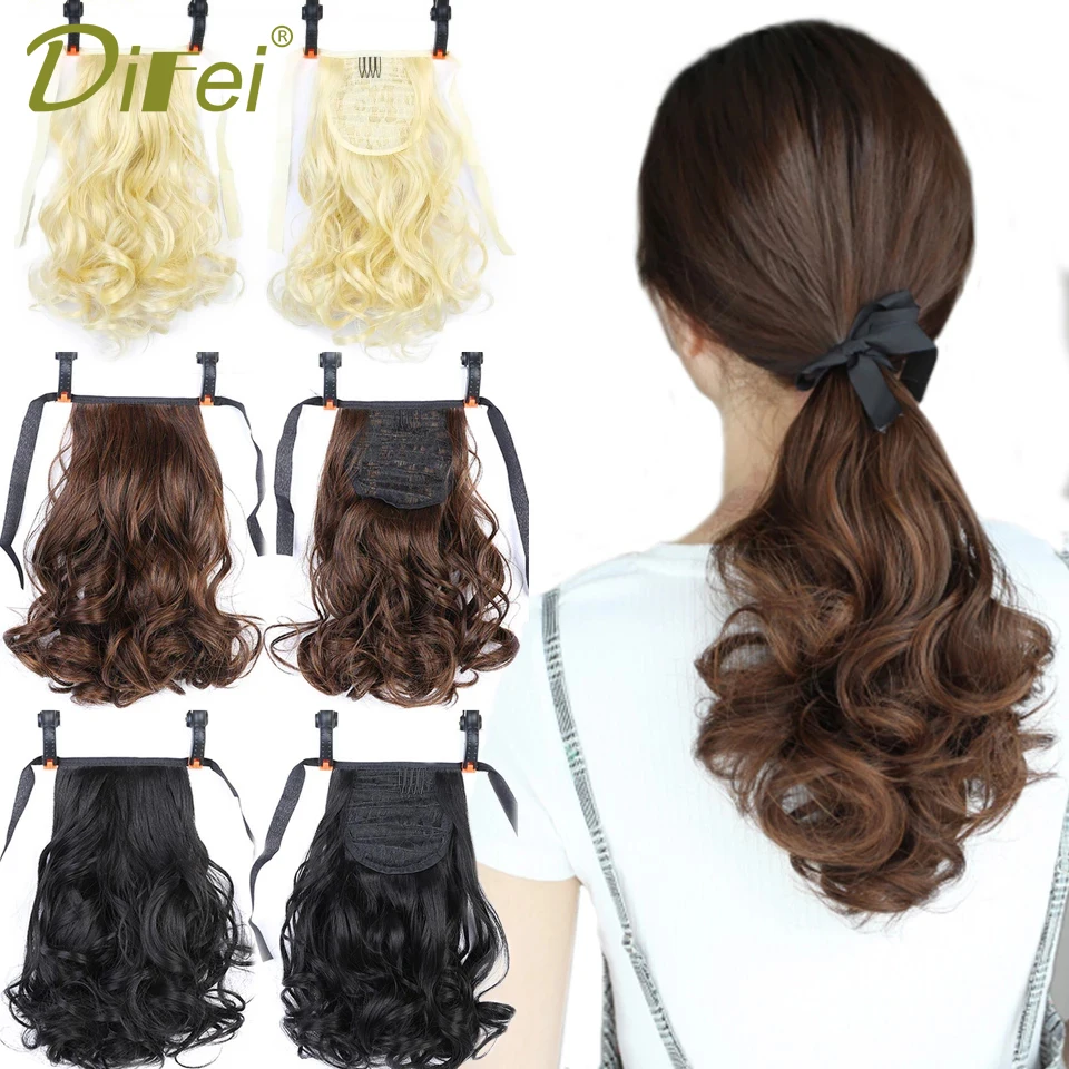 Wavy Synthetic Ponytail Drawstring Clip In Ponytail Hair Extensions Heat Resistant Pony Tail Women False Hair