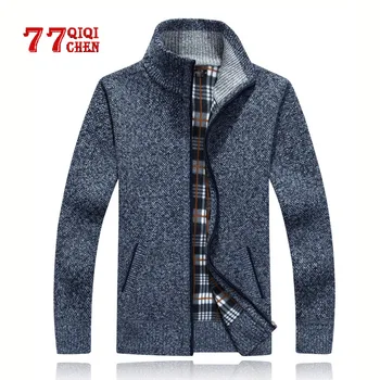 

2020 Autumn Winter Men's Sweater Coat Faux Fur Wool Sweater Jackets Men Zipper Knitted Thick Coat Warm Casual Knitwear M-3XL