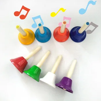 

8pcs Baby Hand Bell 8-Note Metal Colorful Musical Toys Percussion Instrument Early Develop Intelligence Instrumento Wooden Toys