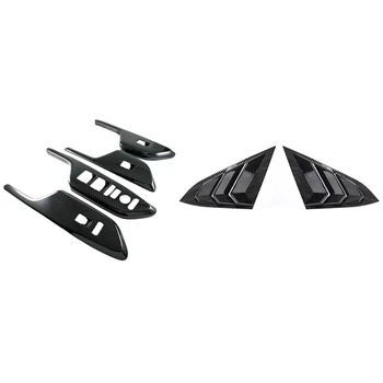 

1 Pair Rear Side Window Louvers Air Vent Cover & 4Pcs Door Window Lock Switch Lift Inner Trim