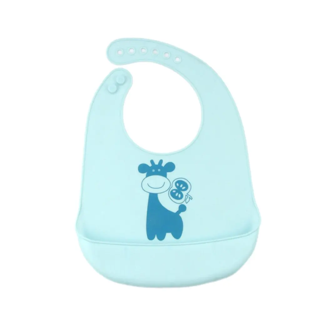 

Waterproof Newborn Infant Silicone Bib Cartoon Pattern Boys Girls Adjustable Feeding Bib Drooling Scarf