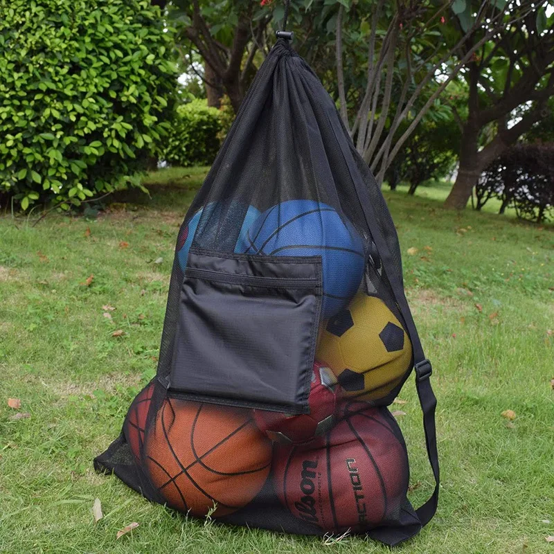 Новая сверхмощная сетчатая шариковая сумка с регулируемой скользящей шнуровкой, спортивная сумка для хранения оборудования для