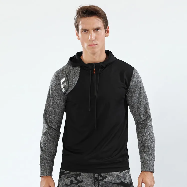 

Hooded Plus Velvet Thin Men's Sweater High Stretch Fitness Clothes Long Sleeve Pullover Sweater