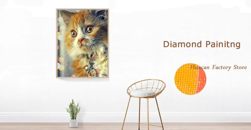Huacan DIY Алмазная вышивка кошка полный набор алмазная живопись с квадратными камнями Животное украшение дома алмазное искусство