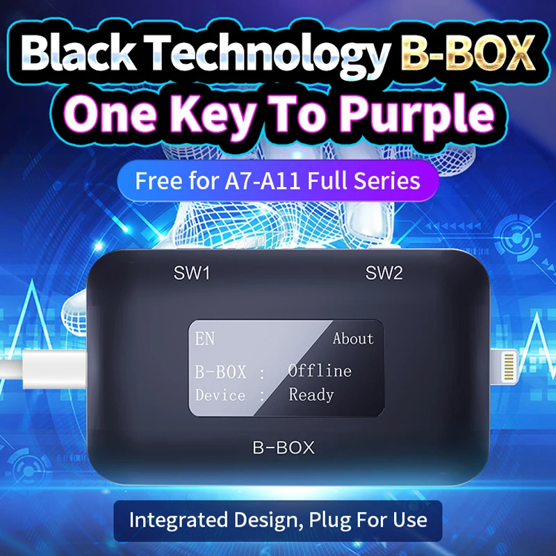 

JC B-BOX DFU C3 For phone A7-A11 Restoring Writing Change SN Unbind WiFi for PHONE SE-X Programming for pad Enter Purple Screen