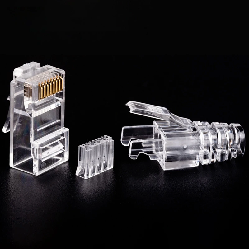 100 шт. Cat6 RJ45 разъем UTP кабель адаптер для интернета 8P8C сети CAT 6 Модульные вилки с 6,5 мм RJ45 шапки