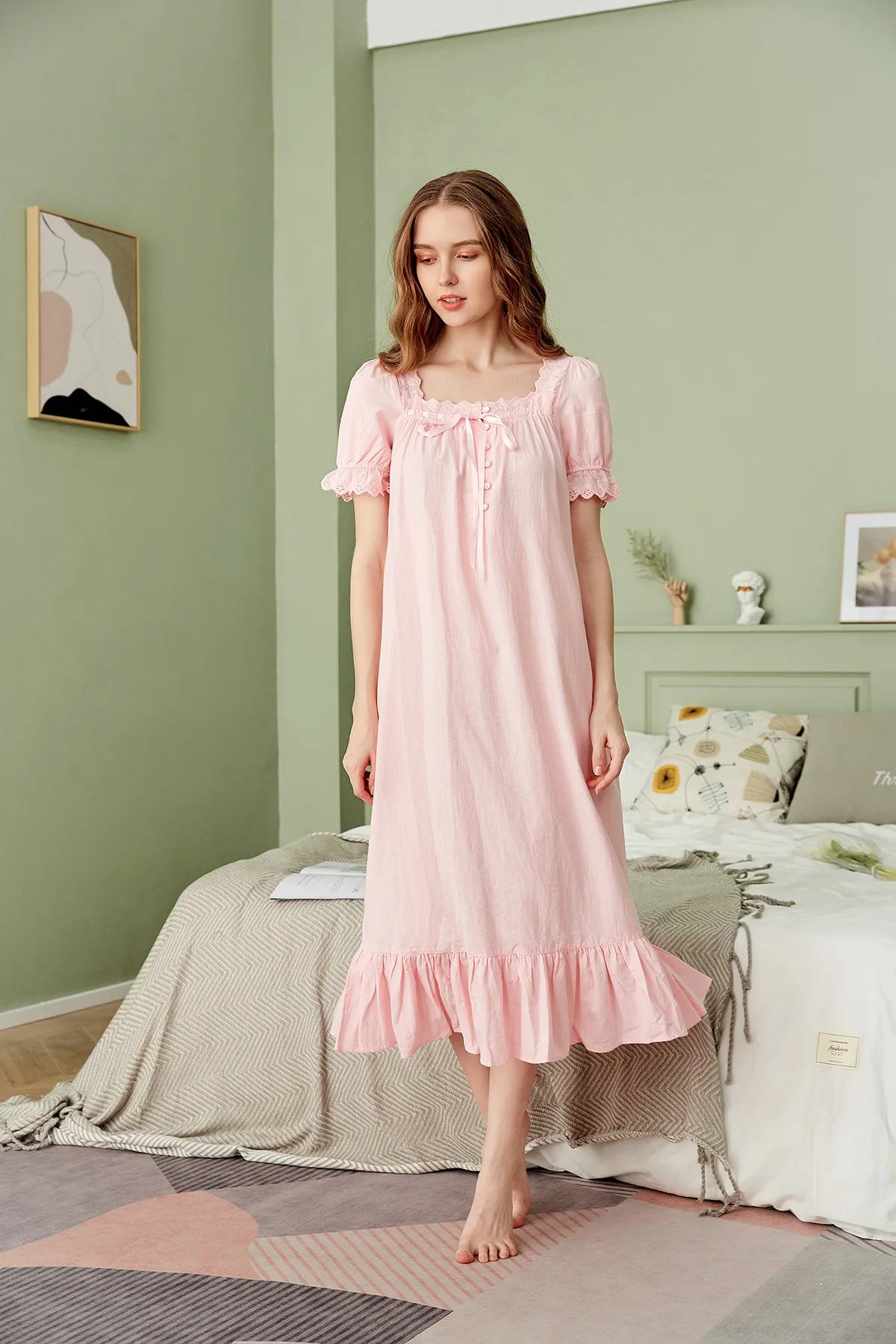 Princess Short Sleeve Nightgowns Pink 