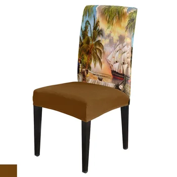 

Spandex Chair Cover Tropical Arbor Pirate Ship Plank Chair Cover Home Decor Hotel Wedding Supplies Dining Chair Cover Stretch